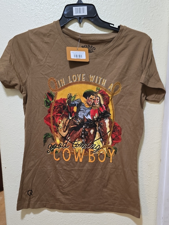 Rodeo Quincy Tops - Rodeo Quincy Good Timing Cowboy 'In Love With A Cowboy' Tee